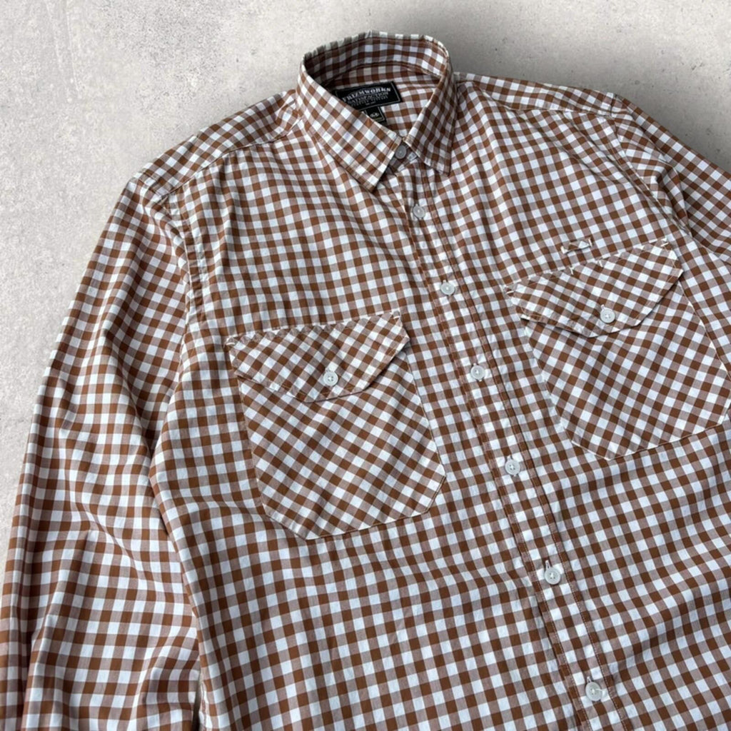 Frizmworks Check Oversized Shirt Brown M