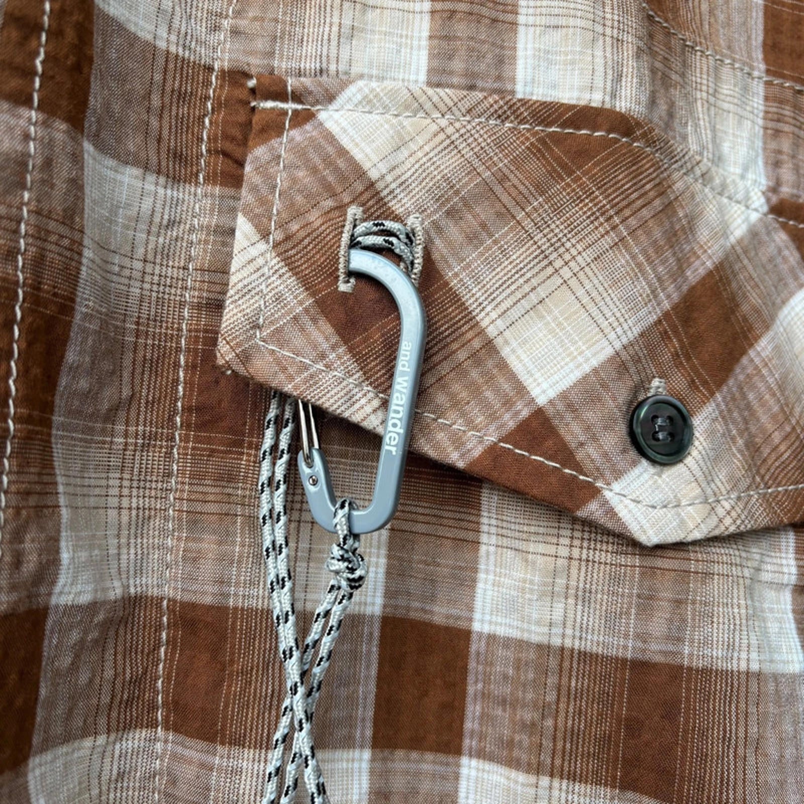And Wander check shirt brown XL - Japan import