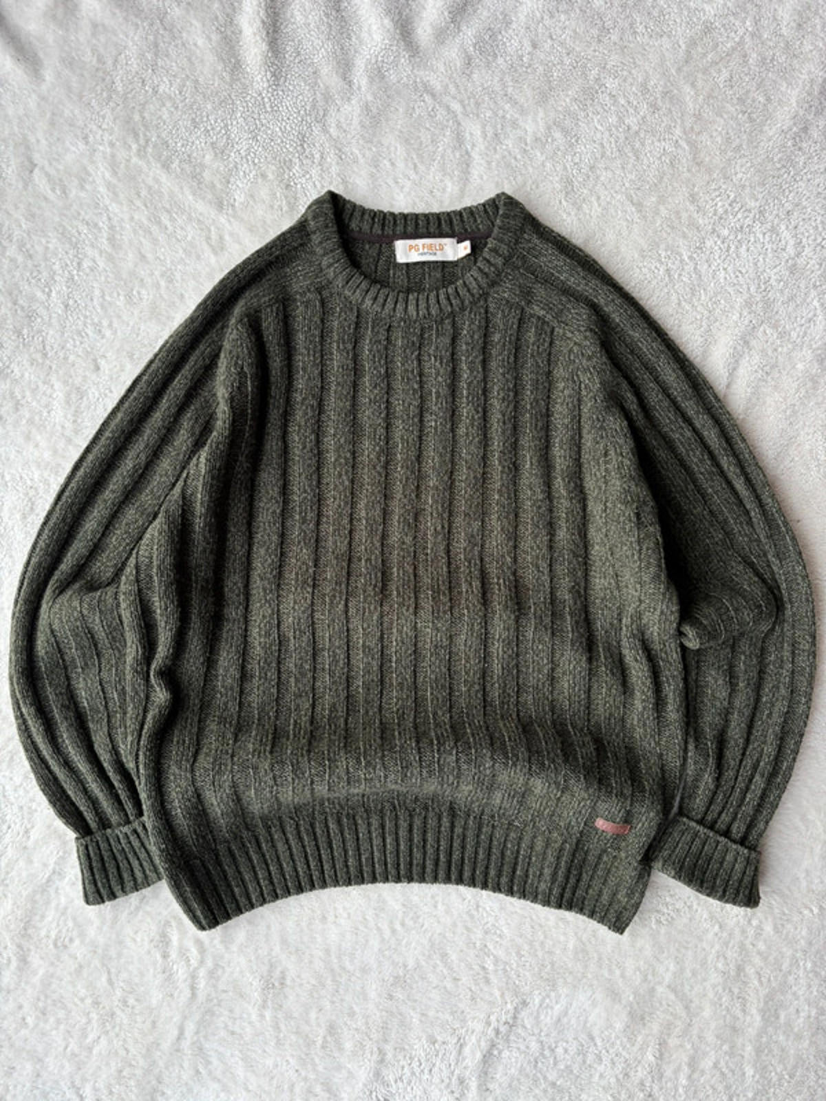 P.G Field Boxy Knit Fisherman Jumper Green Size M