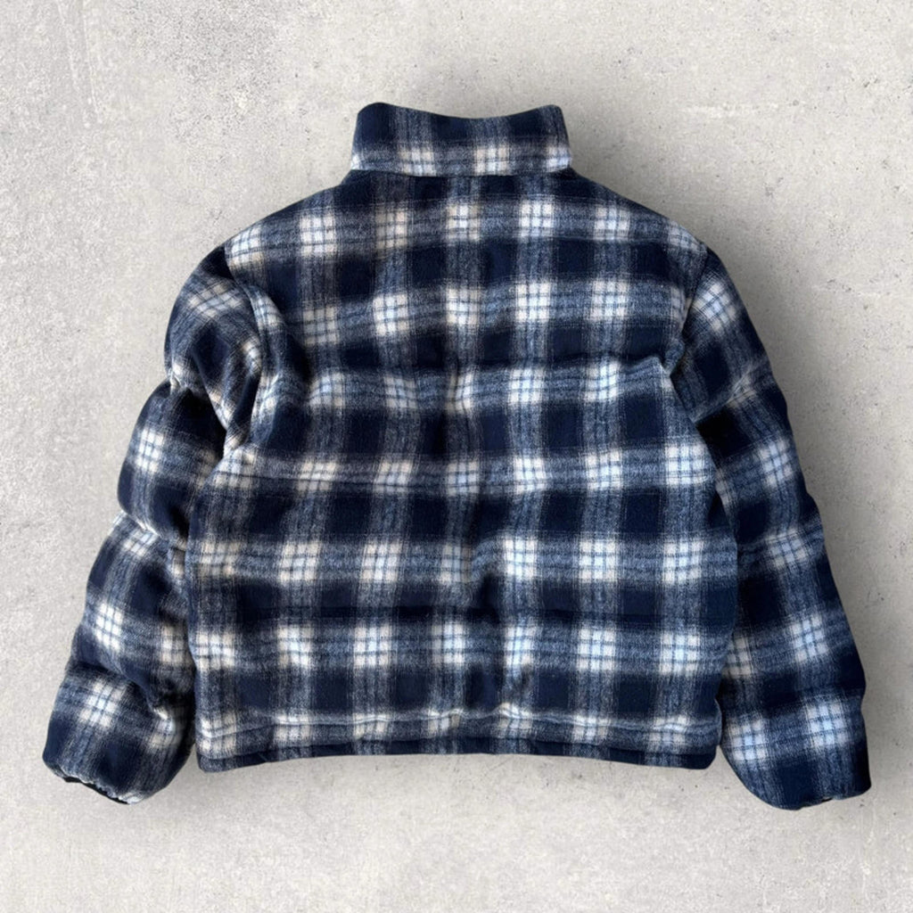 Butter Goods Reversible Plaid Puffer Jacket Blue Size M
