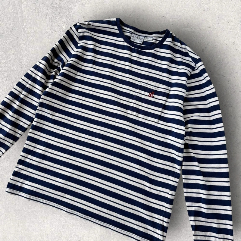 Gramicci Stripe Cropped Long Sleeve Tee Blue
